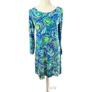 Lilly Pulitzer Dress Women’s XSmall Blue Green Vibrant Linden 100 Pima Cotton